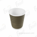 Copa de pared ondulada de 7 oz taza de café desechable estampada